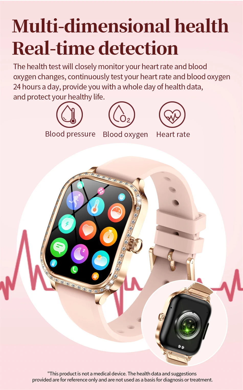 Smartwatch para mujer con pantalla curva HD 1.75 pulgadas y llamadas Bluetooth