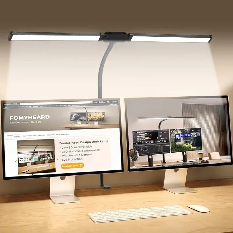 Lámpara de Escritorio LED de Doble Cabezal con Clip, Regulable, para Monitor de Computadora, Lámpara de Mesa para Arquitectos, para Oficina, Lectura