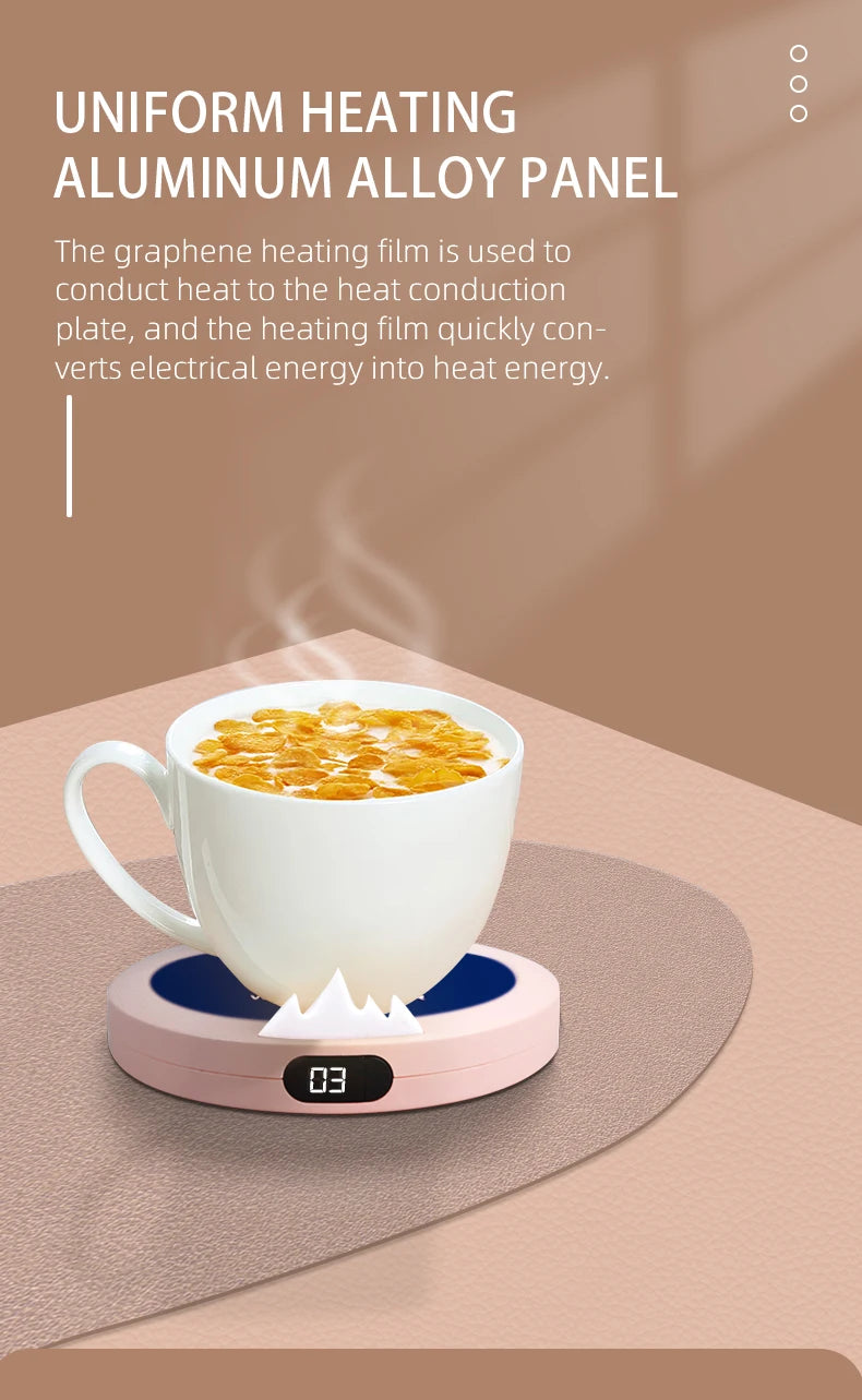 Taza de café inteligente, calentador de tazas con calefacción USB portátil, calentadores de tazas de café de 3 engranajes, Control de temperatura de calentamiento rápido de 10W, apagado automático de 8H