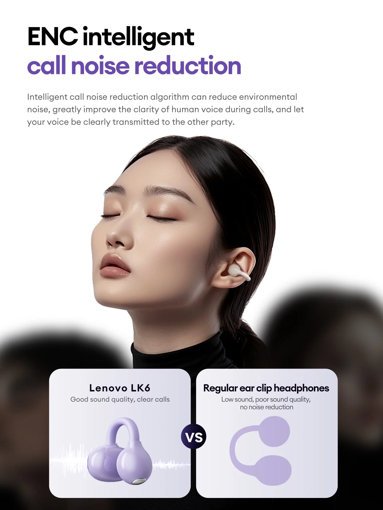 Lenovo LK6 Auriculares Bluetooth 5.4 con Clip