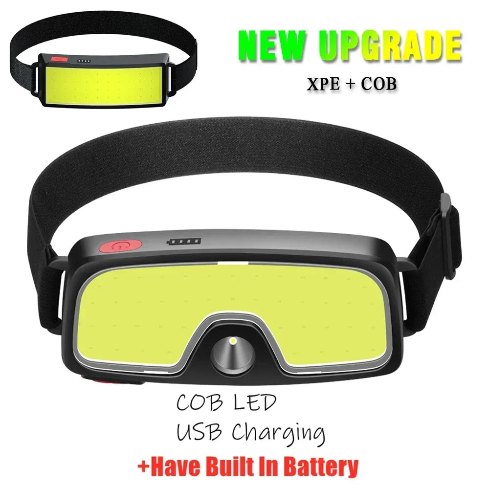 Linterna Frontal LED COB Portátil Recargable USB Resistente al Agua Camping