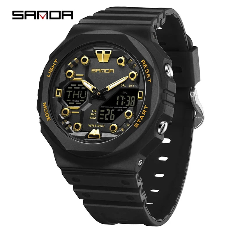 Reloj Digital SANDA 6200 para Hombre, Deportivo LED Impermeable 50M