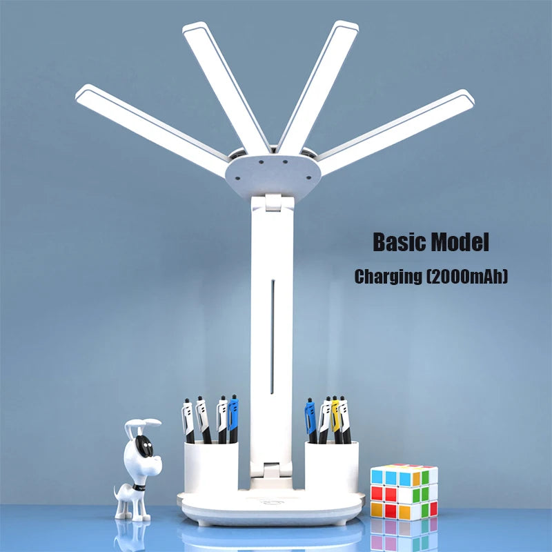 Lámpara LED Escritorio 3 en 1 con Ventilador y Reloj
