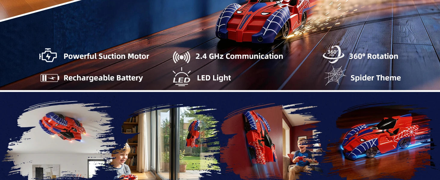 Auto RC Trepador de Paredes Gravedad Cero con Luces LED 360°
