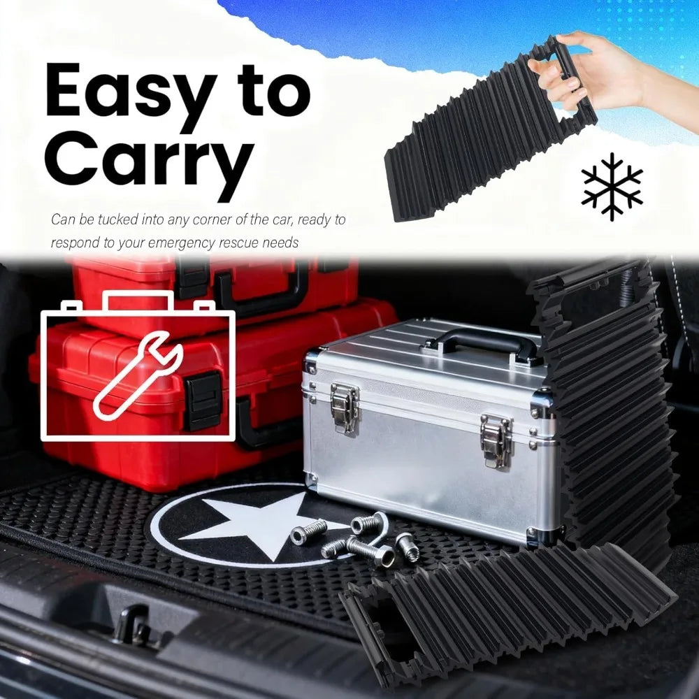 1/2 Piezas de Alfombrillas Antideslizantes para Autos, para Recuperación Todoterreno, para Arena, Barro, Nieve, para Desatascar Autos en Nieve, Hielo, Barro y Arena