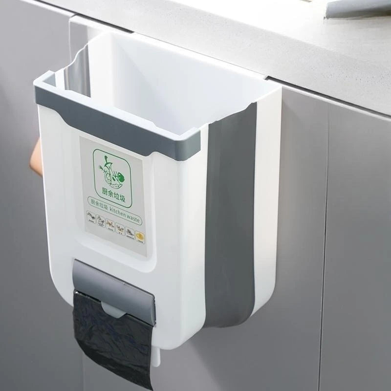 Cubo de basura plegable para cocina, cubo de basura montado en la pared, cubo de basura para puerta de armario de cocina, cubo de basura plegable para vehículos