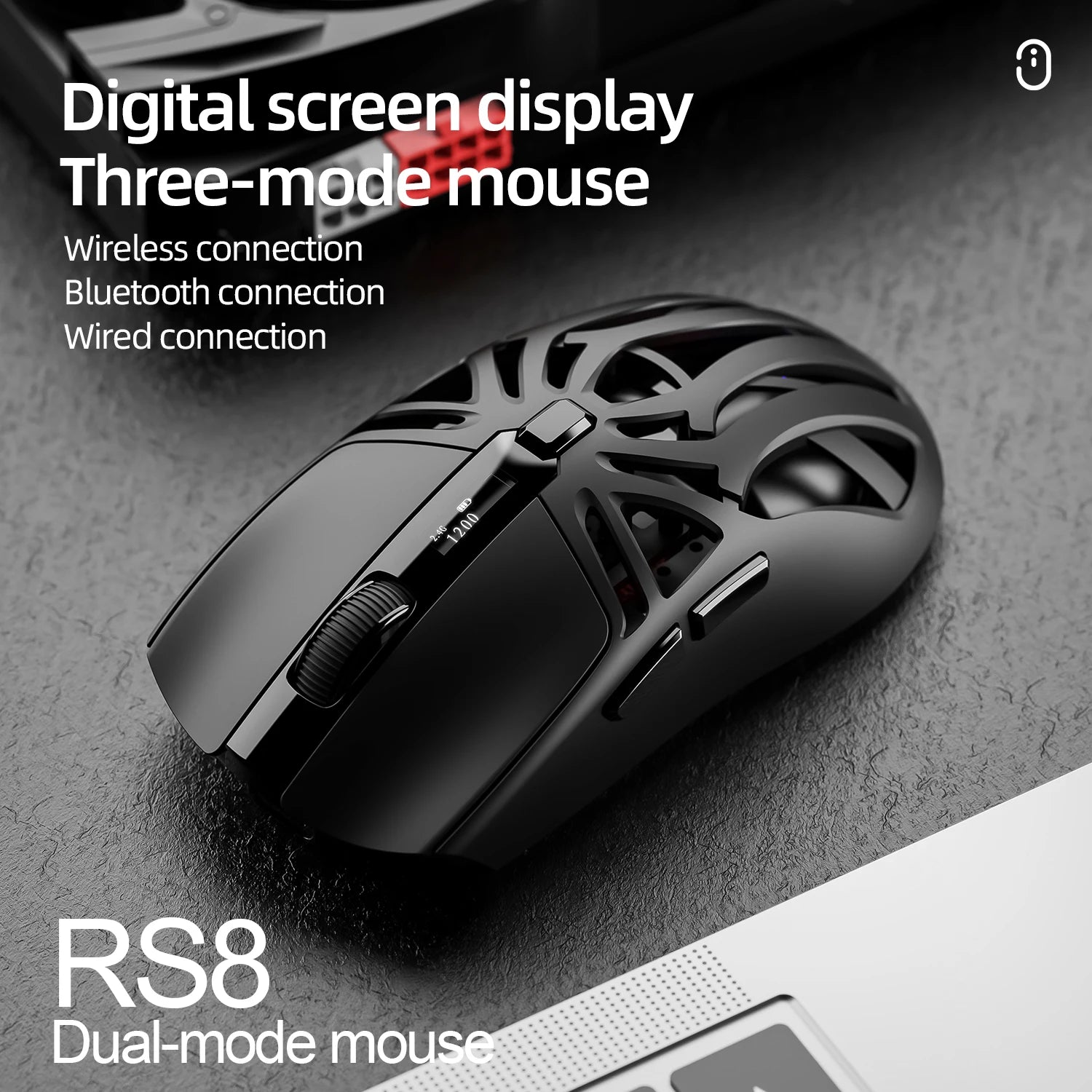 SmailWolf RS8 Bluetooth inalámbrico 2,4g ratón para juegos triple modo ligero e-sports gaming 1K tasa de retorno 10000DPI ordenador