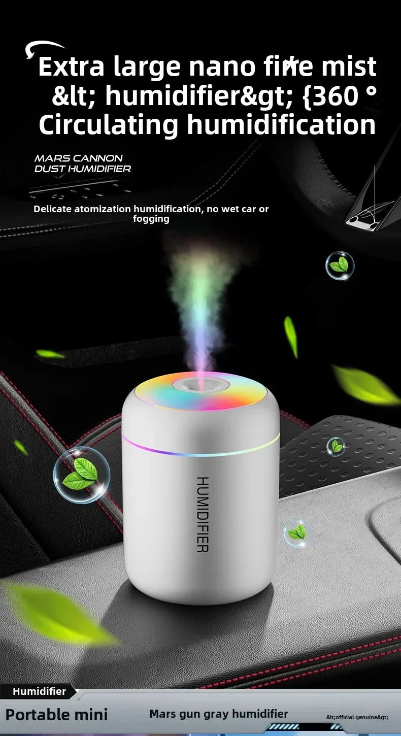 Mini humidificador difusor de aromas USB 180 ml para auto con luces