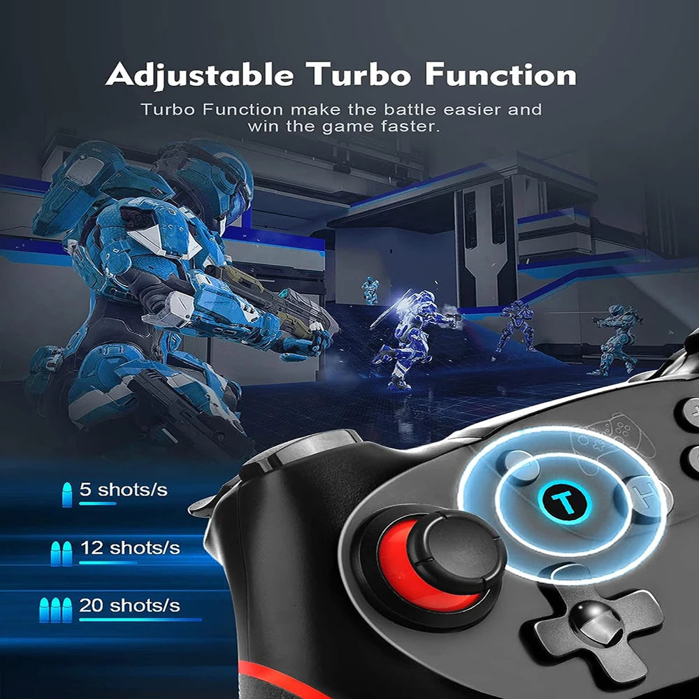 Mando inalámbrico compatible con Bluetooth para Nintendo Switch 1/2/Lite/Oled, controlador para Android/PC, Joystick con 6 ejes