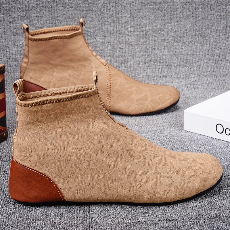 YRZL Mocasines para hombre de malla transpirable, mocasines ligeros de conducción de caña alta, zapatos casuales sin cordones para hombres, zapatos cómodos para caminar