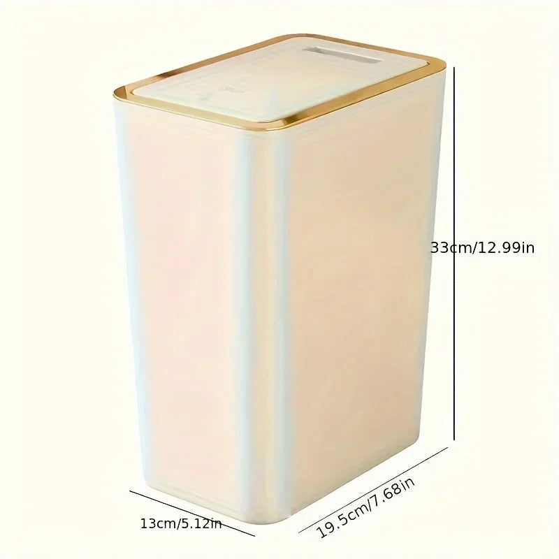 Cubo de basura a prueba de olores de 10L con diseño moderno de un solo toque, cubo de plástico duradero para baño, cocina, ahorro de espacio, a prueba de fugas 1