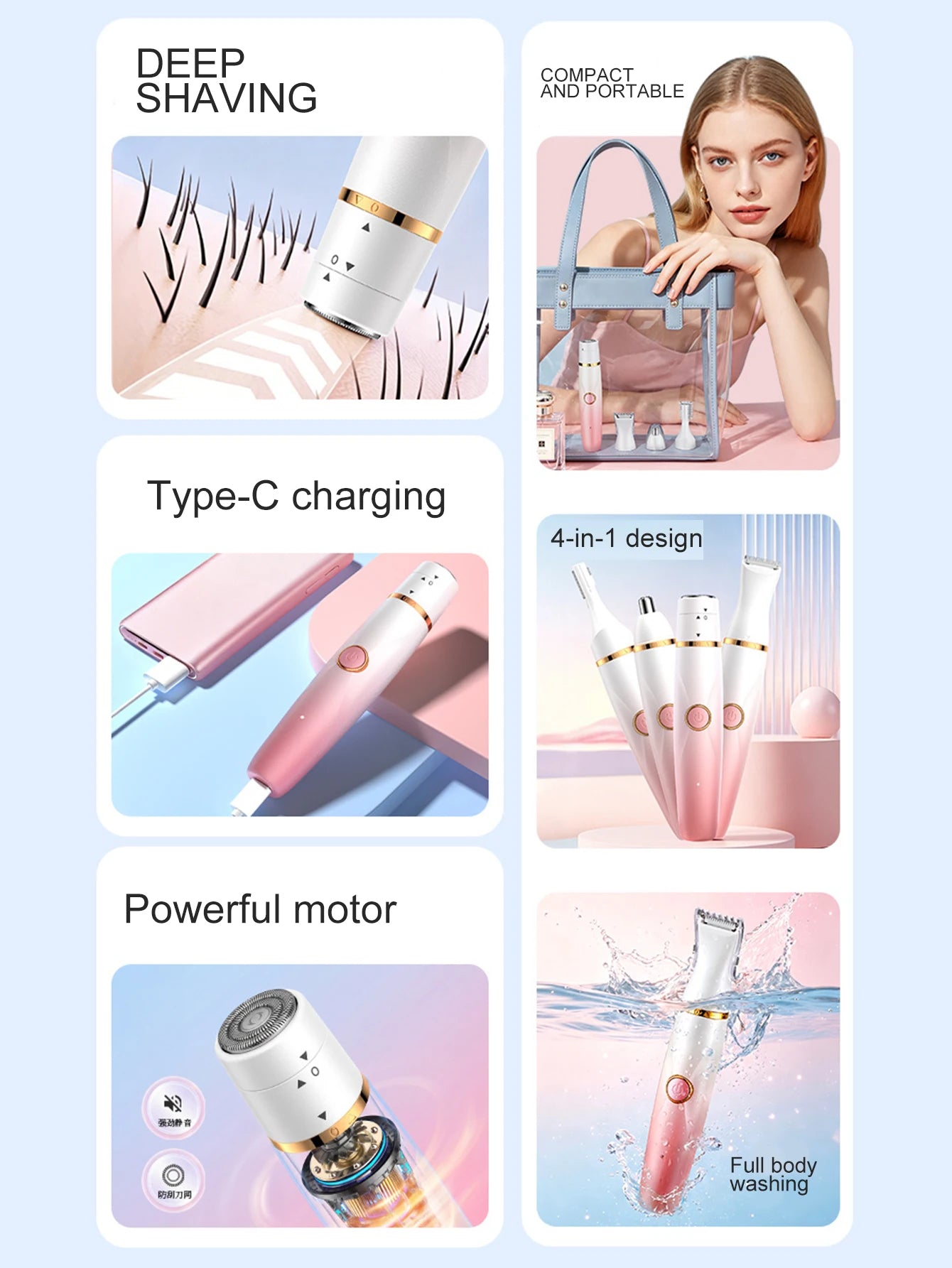 Maquinilla de Afeitar Eléctrica 4en1 para Mujer