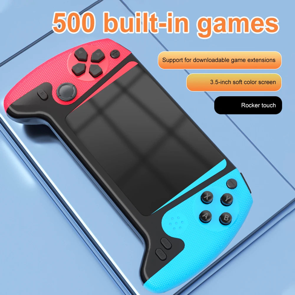 Consola de juegos con pantalla LCD de 3,5 pulgadas, 500 juegos integrados, consola de juegos portátil con conexión a TV, 1200mAh para niños y adultos, para un solo jugador