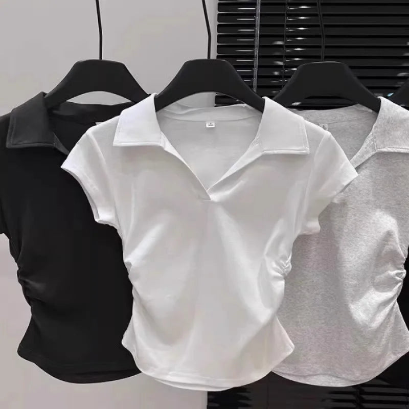 Camiseta Básica Ajustada de Algodón para Mujer