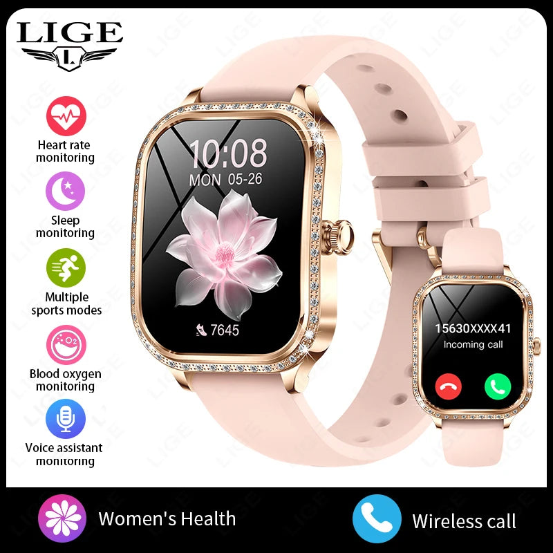 Smartwatch para mujer con pantalla curva HD 1.75 pulgadas y llamadas Bluetooth