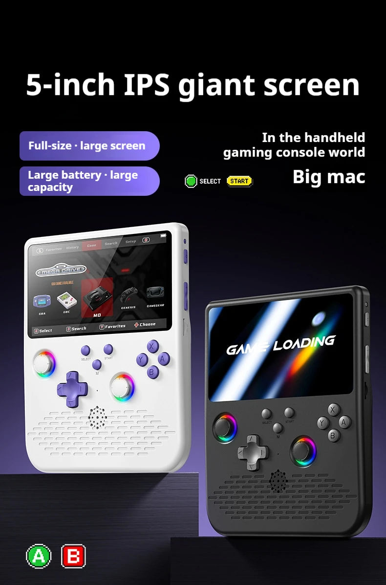 Consola de Juegos Retro Portátil H5, Pantalla IPS 4K de 5.0 Pulgadas, 64 GB