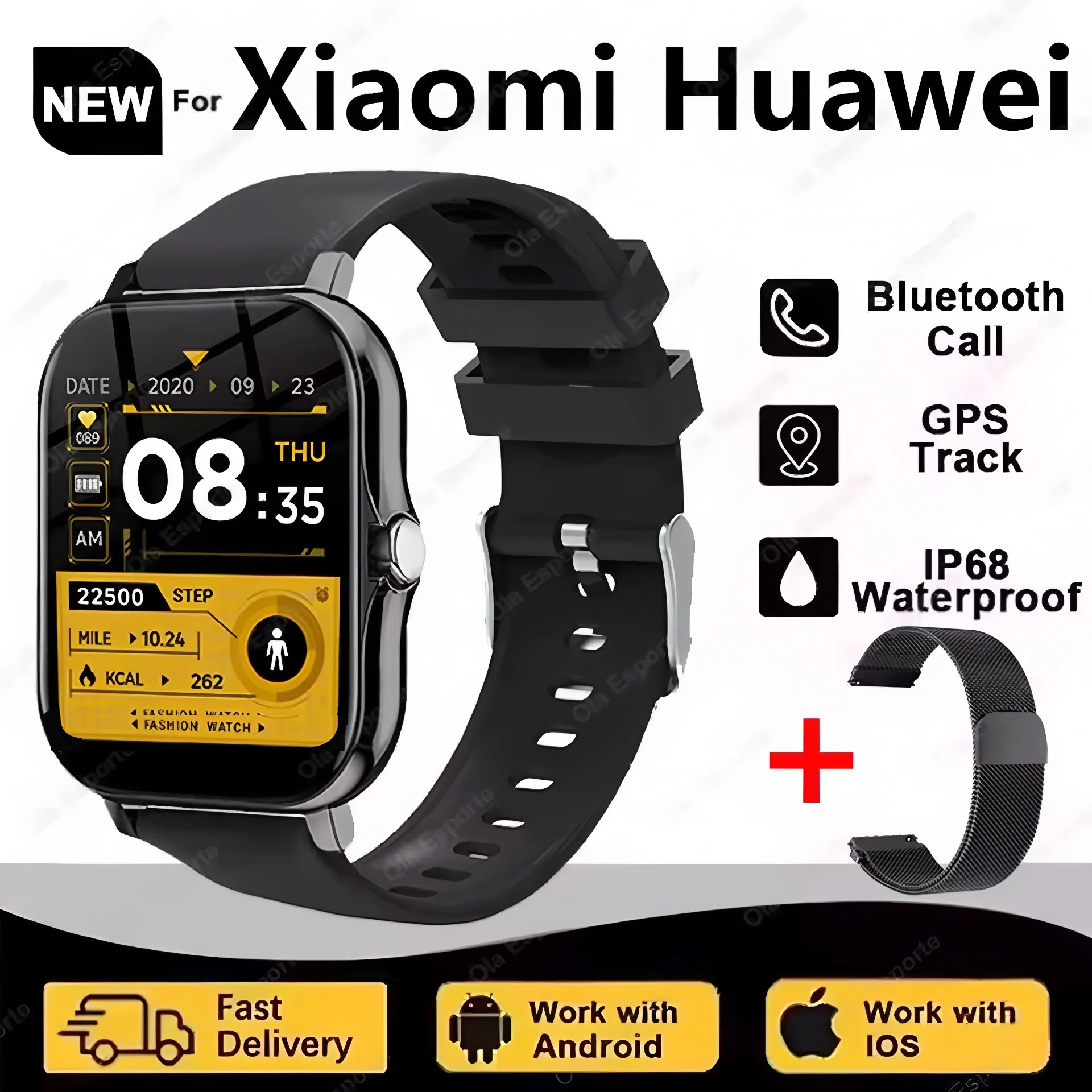 Smartwatch AMOLED 2,02 Pulgadas con NFC, GPS y Monitor de Salud