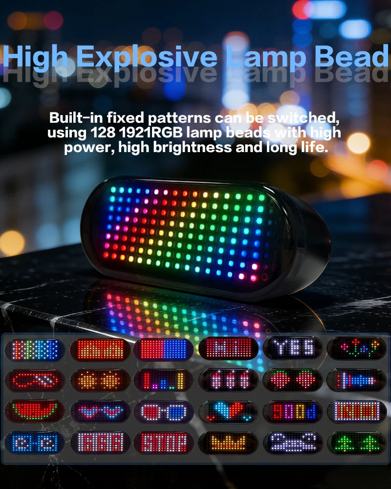 Luz de Advertencia para Casco de Motocicleta, Pantalla LED Programable para Casco, Luz Trasera para Bicicleta, Pantalla LED para Conducción Nocturna