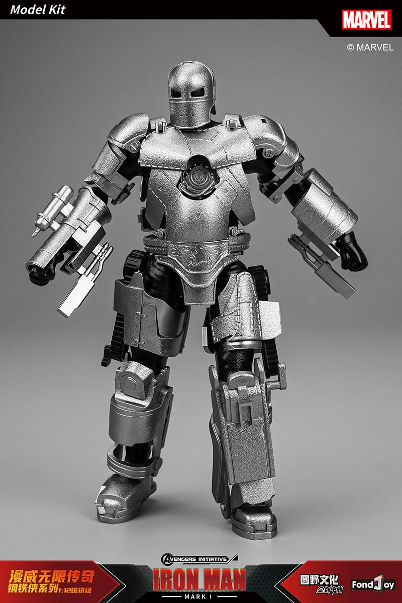 Figura de Anime de Iron Man MK5 de Marvel, Kit de Modelo a Escala 1/12, Serie Infinity Saga, Ironman Mark 5, Ensamblaje ABS, Articulaciones Móviles, Regalos y Juguetes