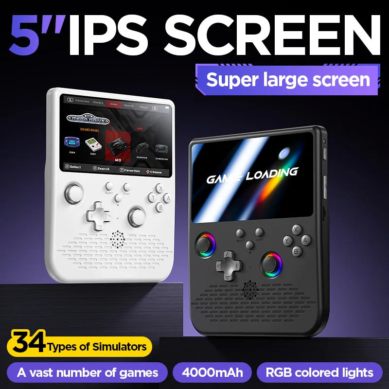 Consola de Juegos Retro Portátil H5, Pantalla IPS 4K de 5.0 Pulgadas, 64 GB