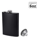 LMETJMA Matraz de cadera negro mate para licor, acero inoxidable, a prueba de fugas con embudo, juego de matraz para beber whisky KC0454