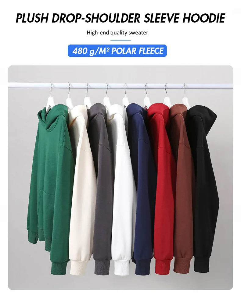 Sudadera con Capucha Pesada 480gsm, Algodón y Terciopelo