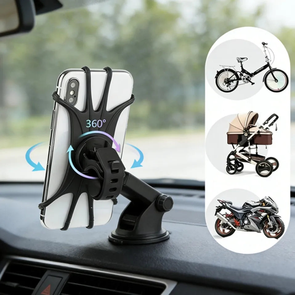 Soporte Universal para Teléfono Móvil de Bicicleta, Rotación de 360 Grados, Soporte de Silicona para GPS, Soporte para Cochecito de Bebé, Soporte para Manillar de Motocicleta