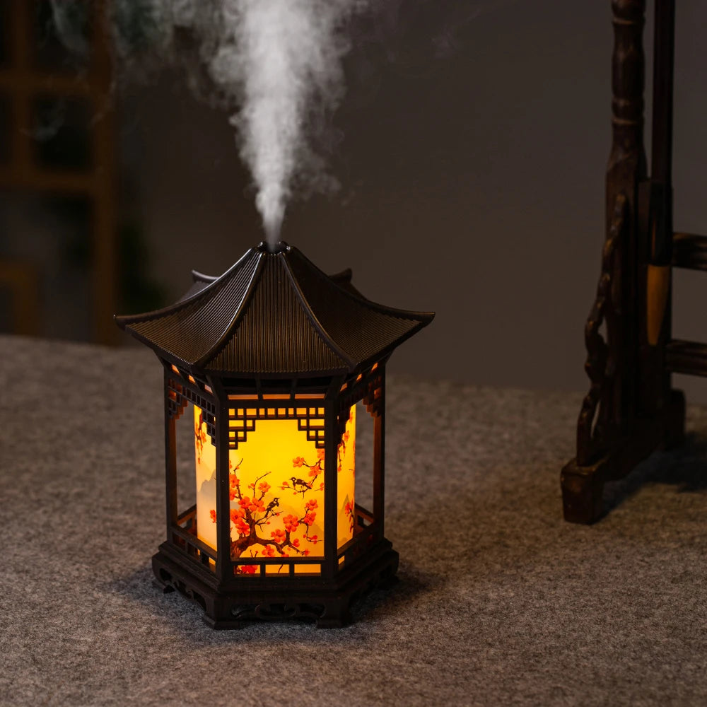 Humidificador de Pabellón Estilo Chino con Luz