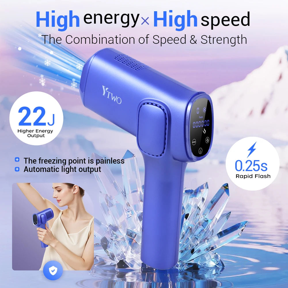 Dispositivo de Depilación IPL con 9 Niveles, Pantalla LED, Flash Rápido, Enfriamiento con Hielo, Depiladora Indolora para Rostro, Cuerpo y Bikini