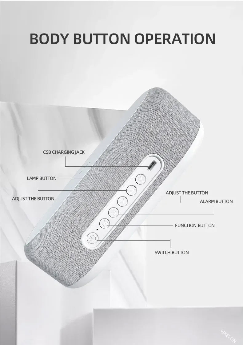Base de Carga Inalámbrica con Alarma, Lámpara de Noche, Reloj de Escritorio y Termómetro para iPhone 17, 16, 15, 14, 13, con Carga Rápida