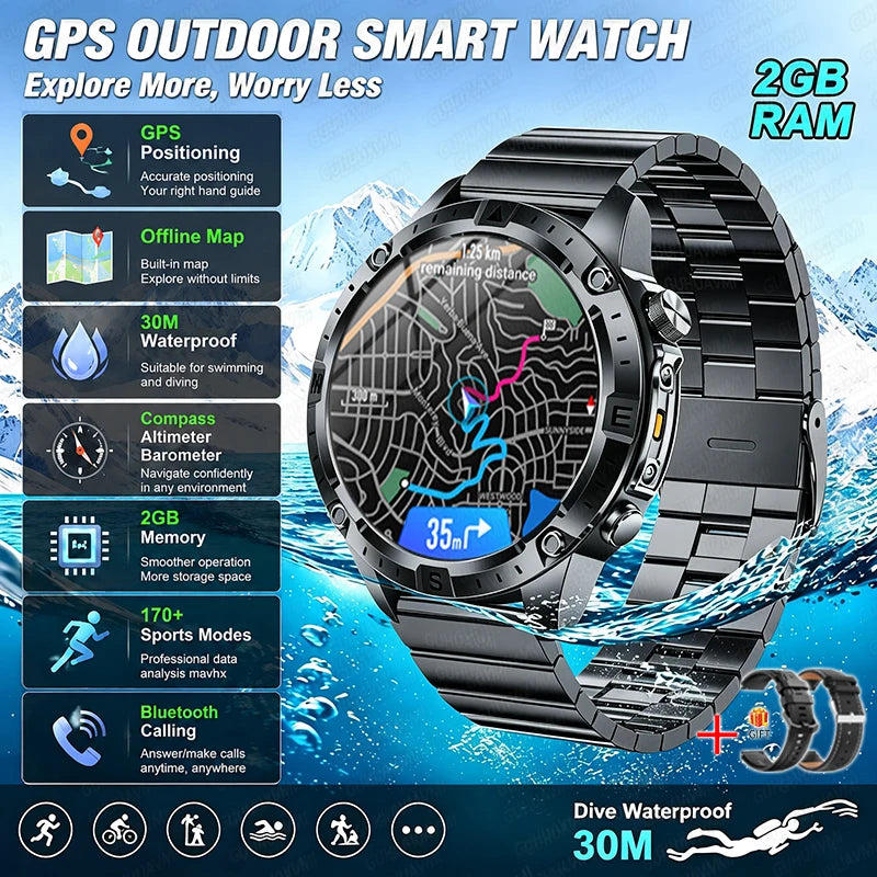 Reloj Inteligente con GPS, Mapa Offline, Linterna y 170 Deportes