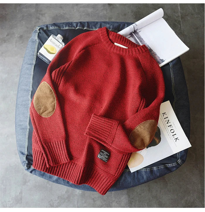 Suéter Hombre Cuello Redondo Tejido Grueso Oversize Estilo Harajuku
