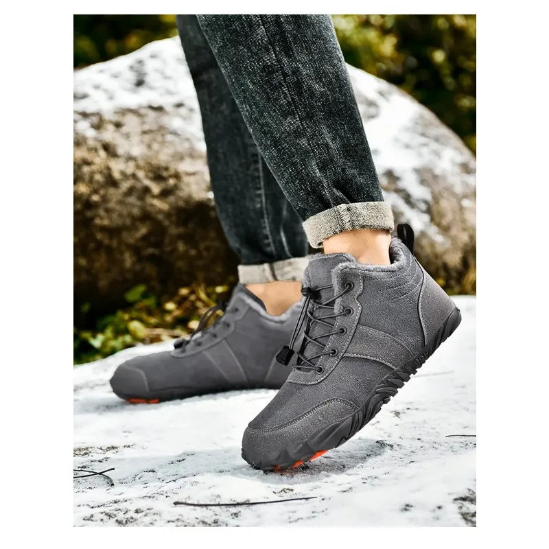 Botas de senderismo forradas de felpa para hombre, antideslizantes de invierno
