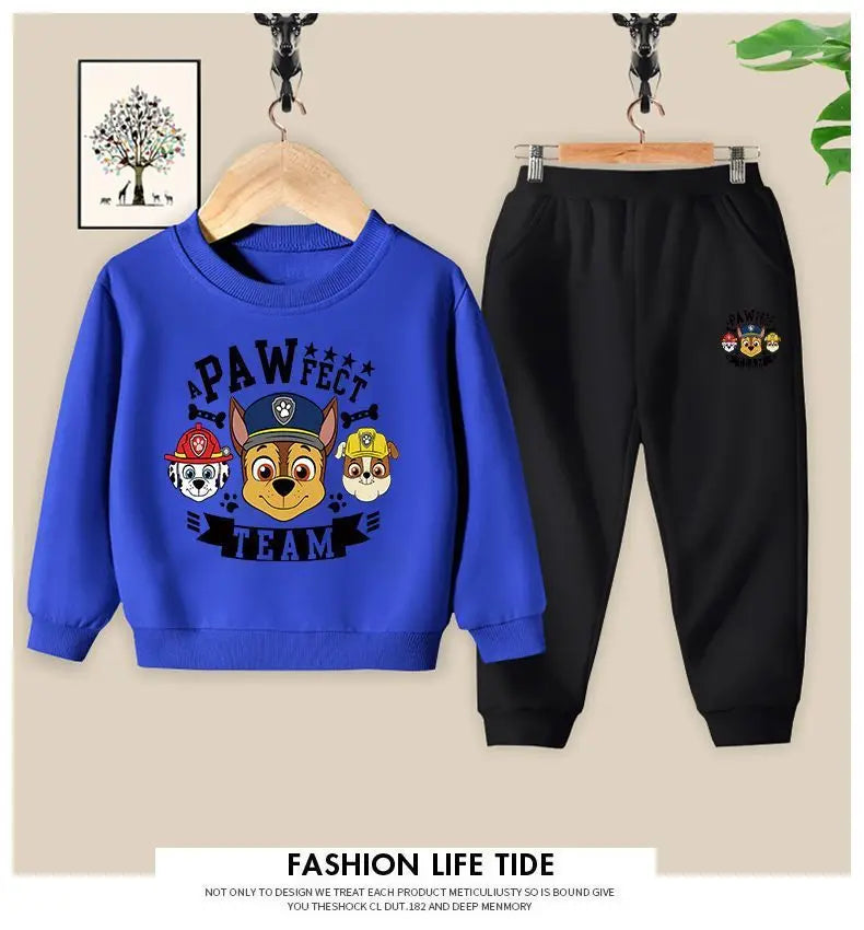 PAW Patrol-Conjuntos de ropa para niños, jersey con cuello redondo y pantalón largo, traje de dos piezas, sudaderas finas, primavera y otoño