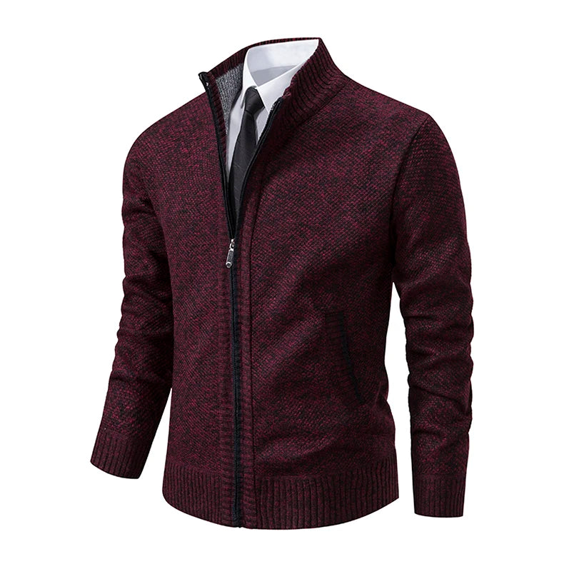 Buzo Cárdigan con Cremallera para Hombre – Cuello Alto y Forro Polar