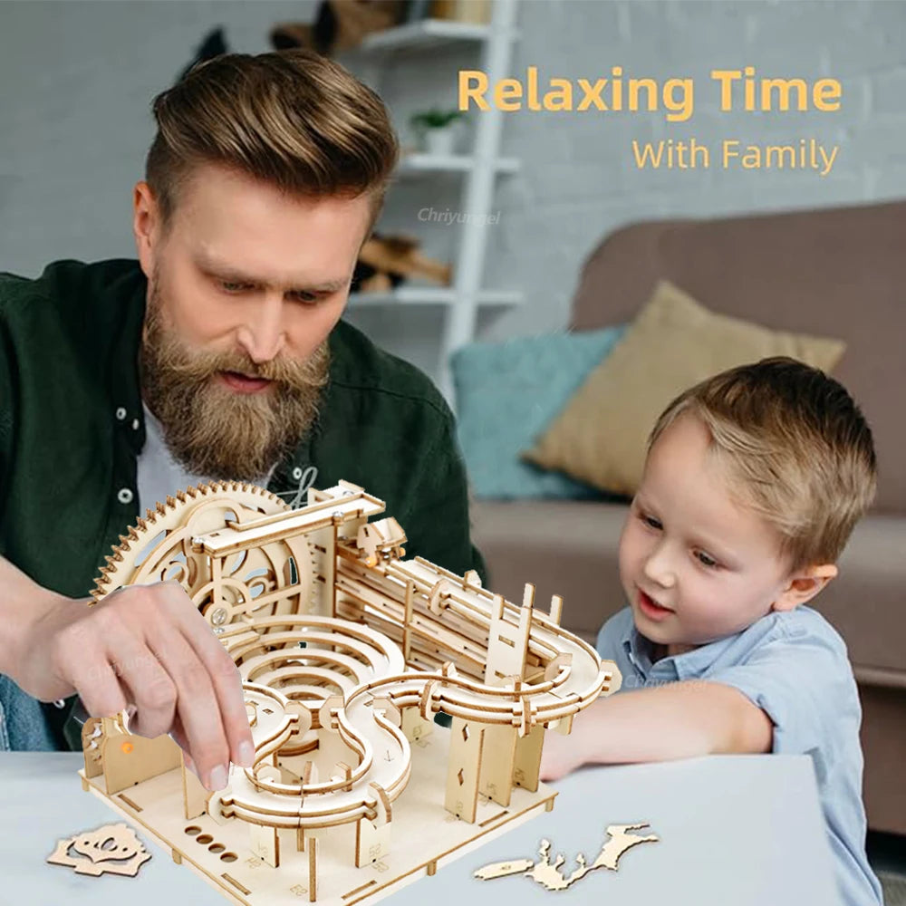 Chriyungel - Juego de Construcción de Madera 3D con Pistas de Canicas, Rompecabezas, Juego de Ingenio con Pistas de Canicas Rodantes, Regalo para Adultos y Adolescentes