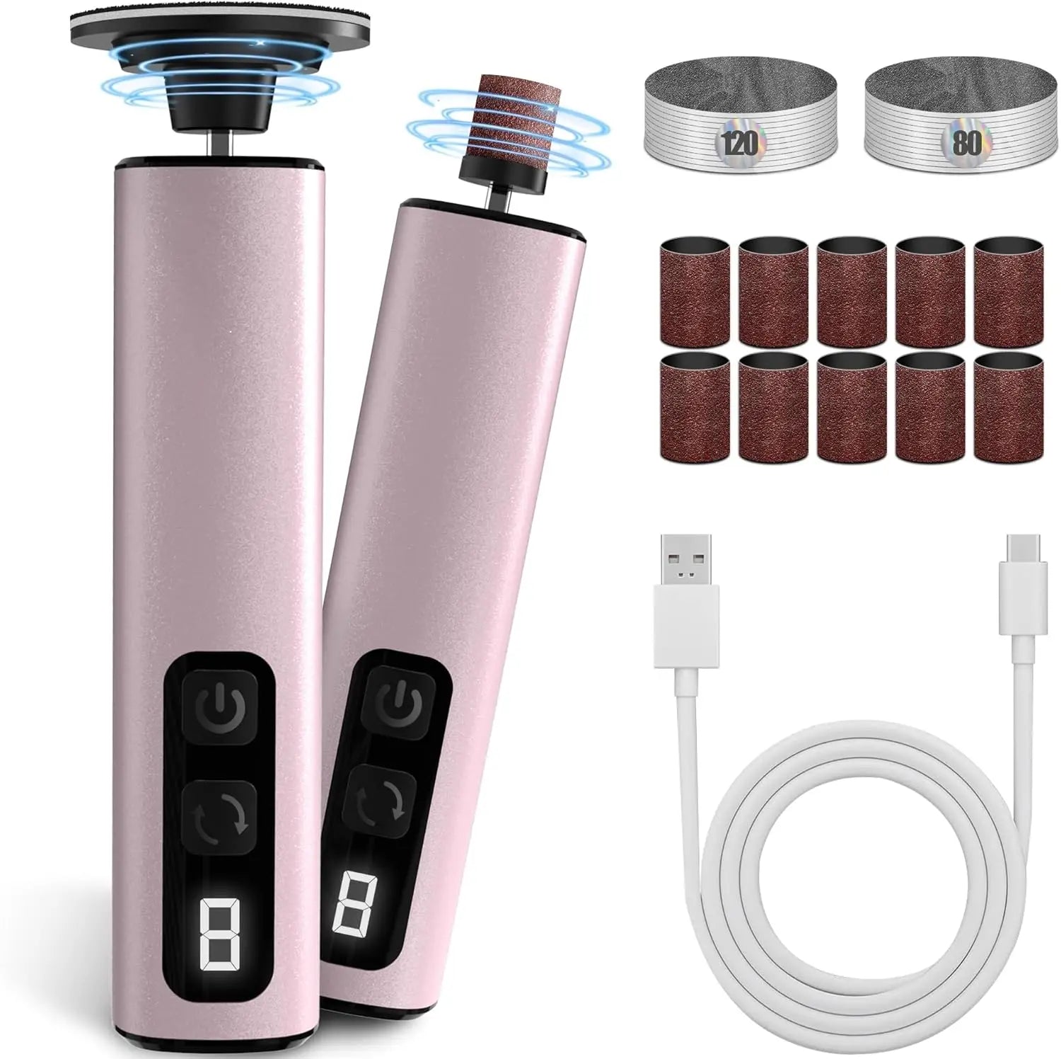 Removedor eléctrico de callos para pies, lima de pies eléctrica 2 en 1, pulidor de uñas, herramienta de pedicura para pies de 9 velocidades para piel muerta y agrietados