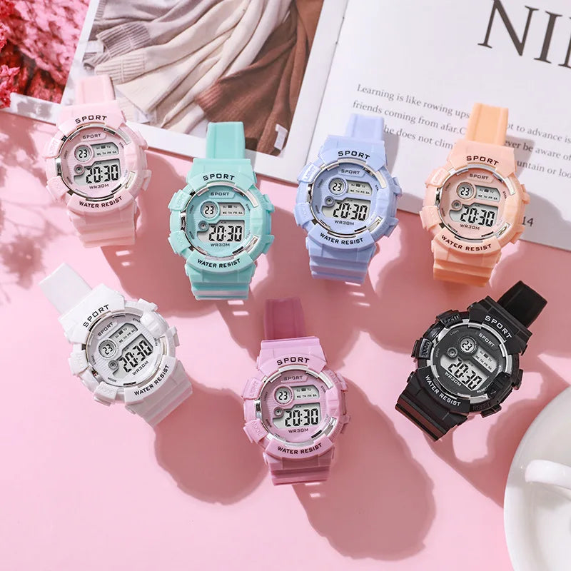Relojes de moda para niños, reloj Digital deportivo luminoso resistente al agua, relojes con alarma, reloj electrónico inteligente para niños y niñas, regalo