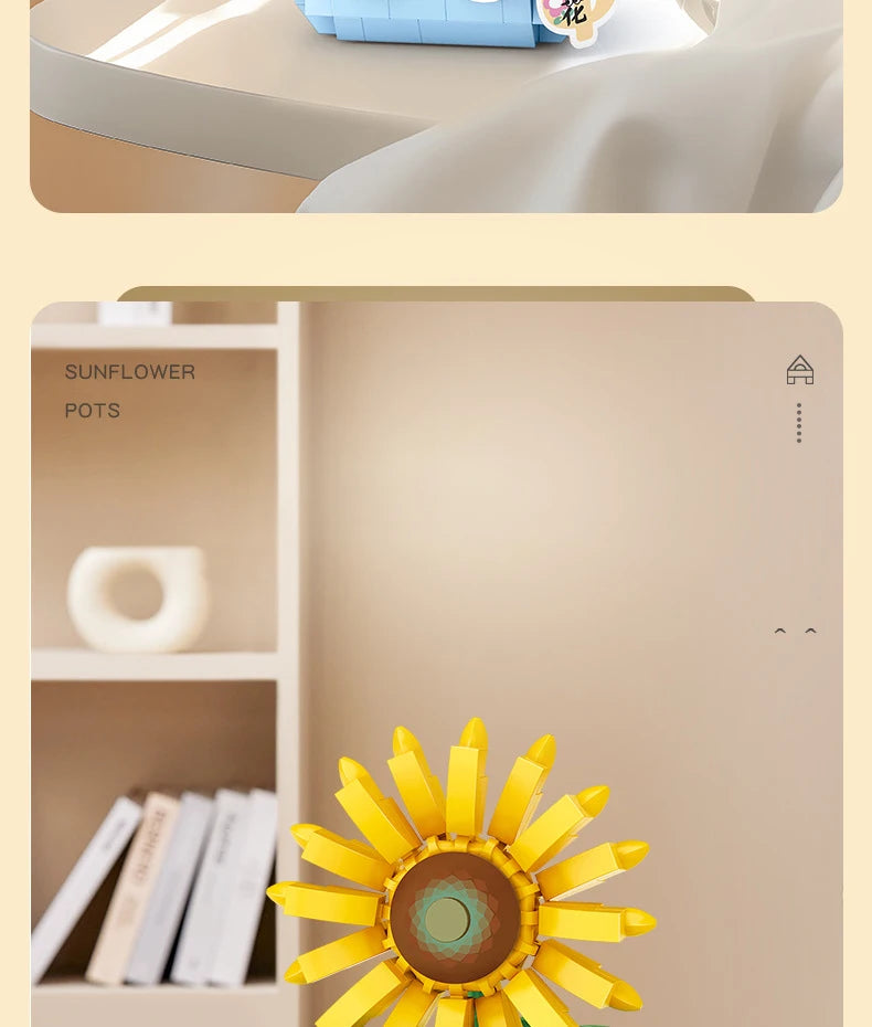 Bloques de Construcción LOZ Serie Plantas, Rosas y Girasoles en Maceta, Modelo MOC DIY, Flor Artificial, Decoración de Escritorio, Regalo Coleccionable para Adultos