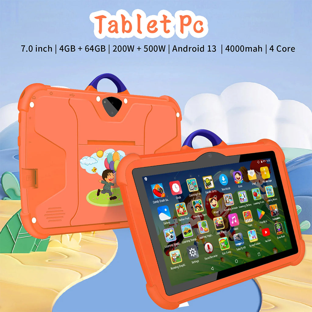Nueva Tablet PC de 7 Pulgadas con WiFi 5G para Niños, el Mejor Regalo, Tablet Educativa con Juegos para Niños, Android, Quad Core, 4GB RAM, 64GB ROM