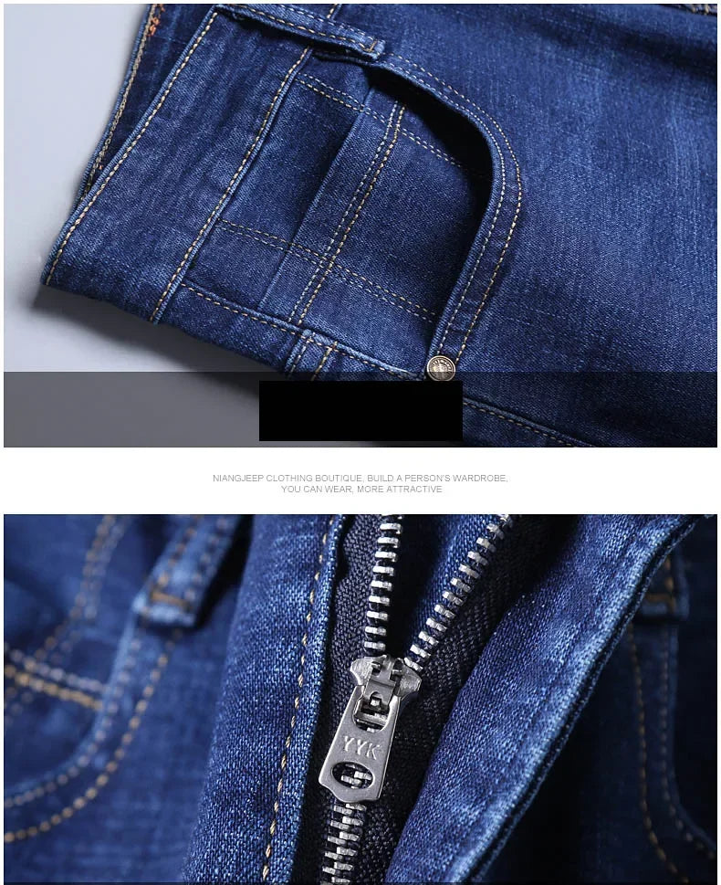 Pantalones Vaqueros Rectos para Hombre, Ajustados Elásticos, Negocios