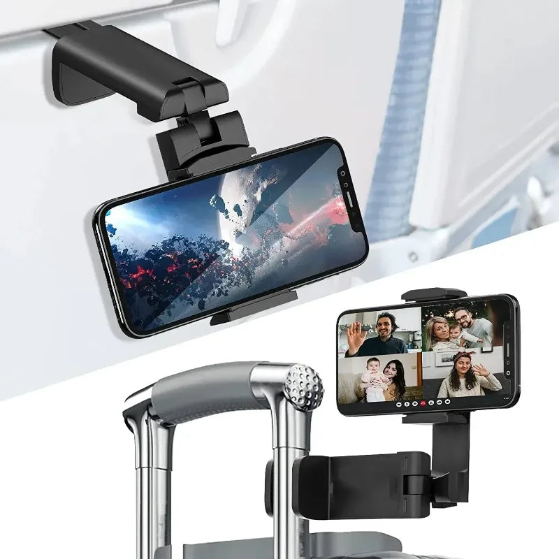 Soporte Universal Giratorio 360 Grados Plegable para Teléfono Móvil, Ideal para Viajes en Avión, Compatible con Teléfonos de 4.7-6.9 Pulgadas, Soporte de Escritorio y Asiento de Coche