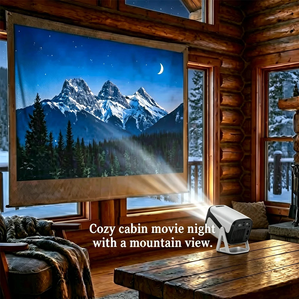 Mini Proyector Inteligente con Wi-Fi y Bluetooth Integrados, Compatible con Reproducción 4K 1080P Ultra HD, para Fiestas en Casa y Exteriores, Portátil