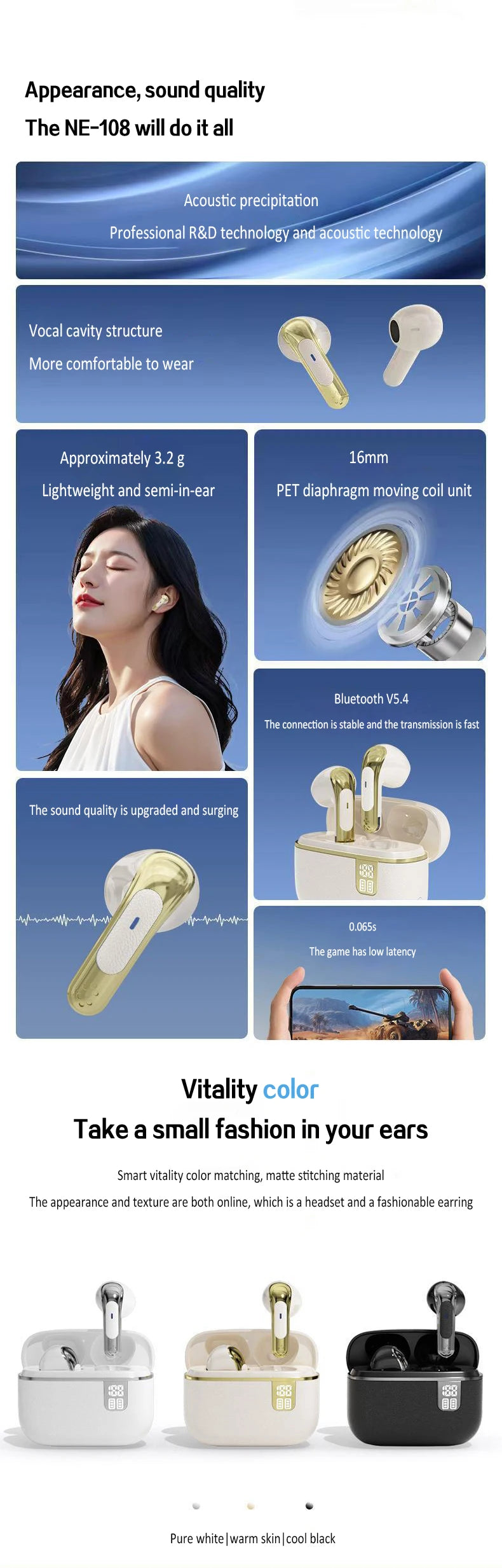 Auriculares Bluetooth TWS Inalámbricos con Reducción de Ruido ENC
