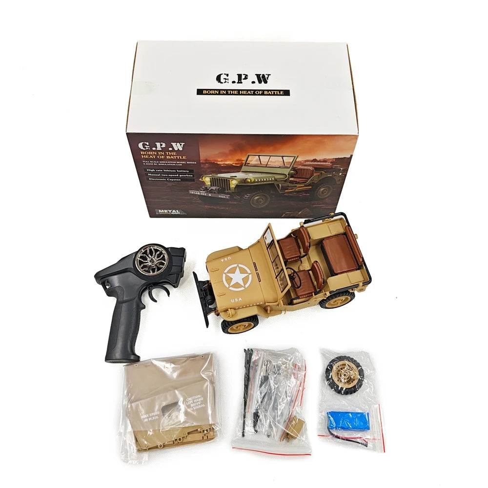 Jeep Willys RC 1/14 Militar con Cabrestante 4WD