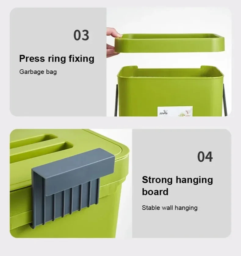 Cubo de basura colgante con tapa silenciosa de 3L a 12L para cocina y baño