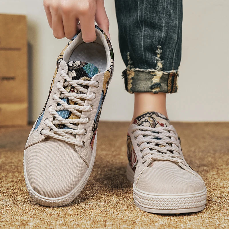 Zapatos informales de tela para hombre, zapatos para caminar al aire libre, ligeros y transpirables, para primavera y verano, zapatos planos cómodos y a la moda para jóvenes