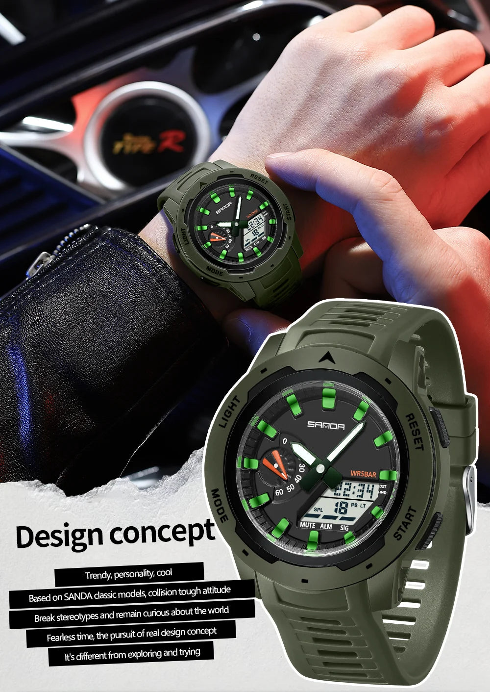 Reloj Deportivo SANDA LED Doble Pantalla para Hombre