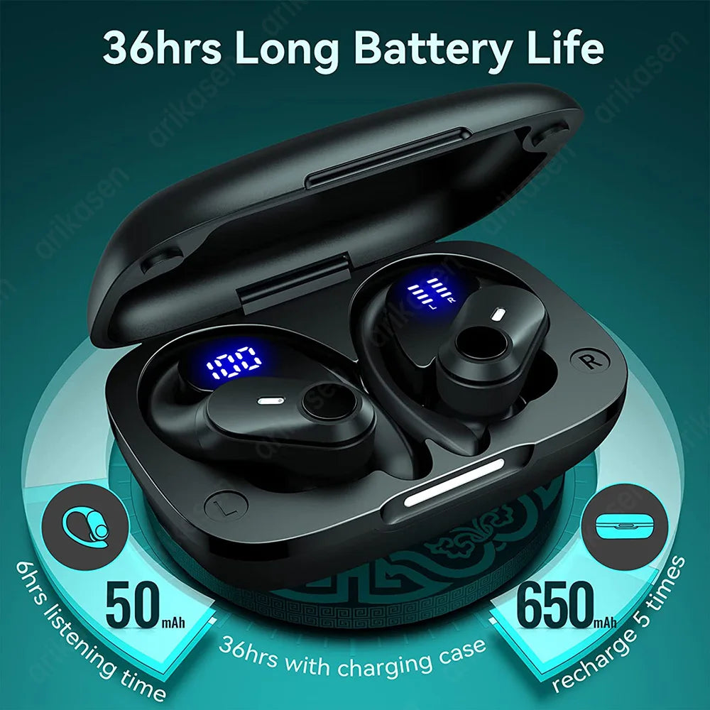 Auriculares Bluetooth 36h Pantalla LED con Gancho