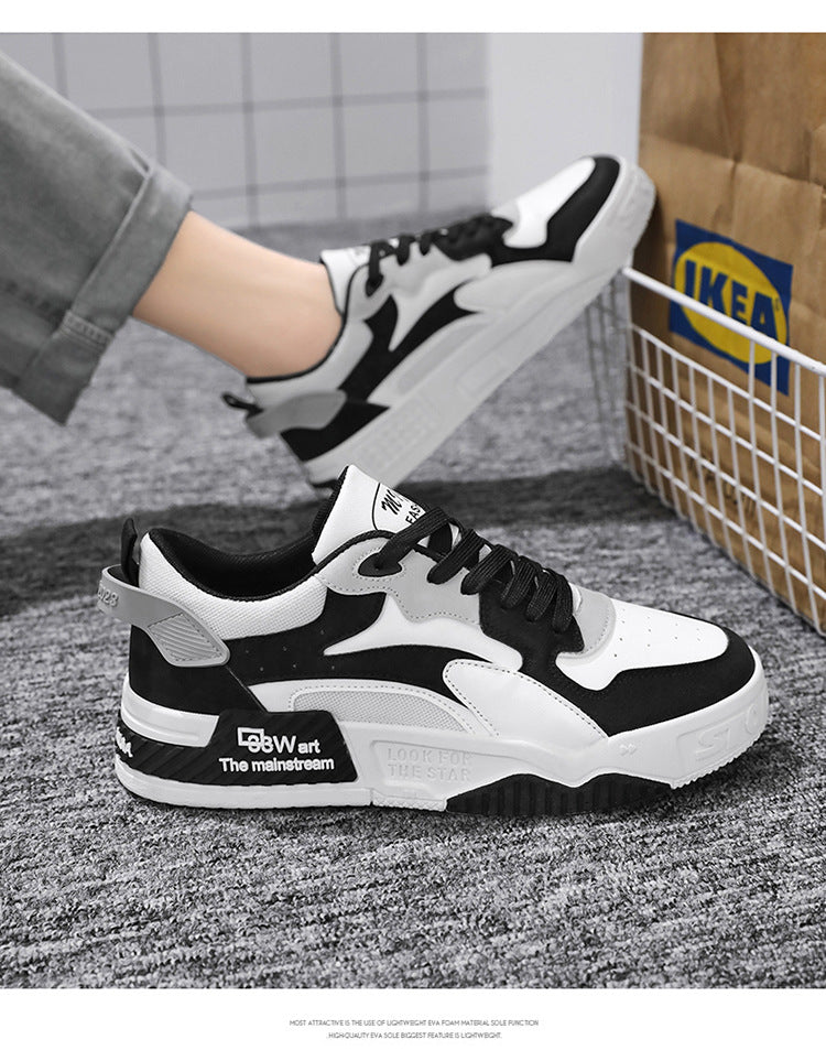 Zapatillas de deporte de otoño para hombre, zapatos de plataforma cómodos, zapatos vulcanizados con cordones de tendencia, Zapatillas informales blancas